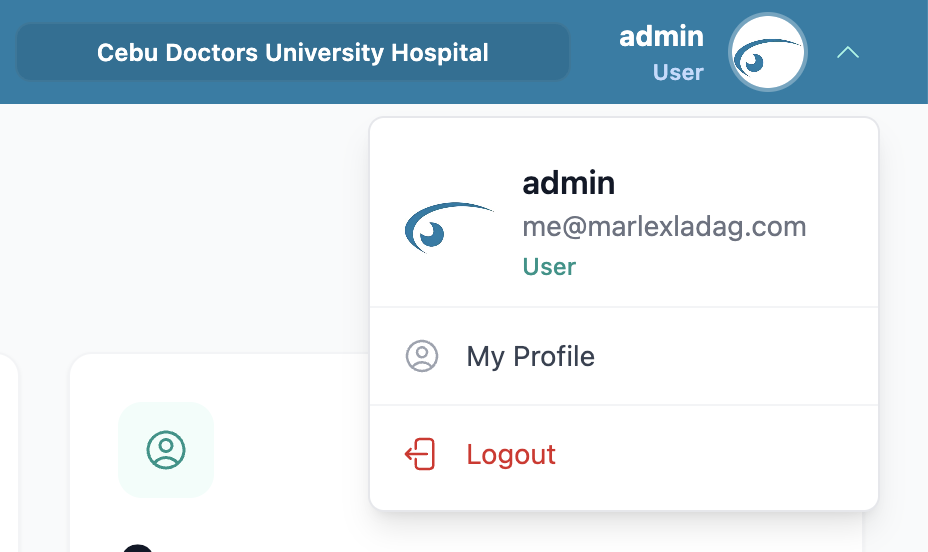 The account menu open
