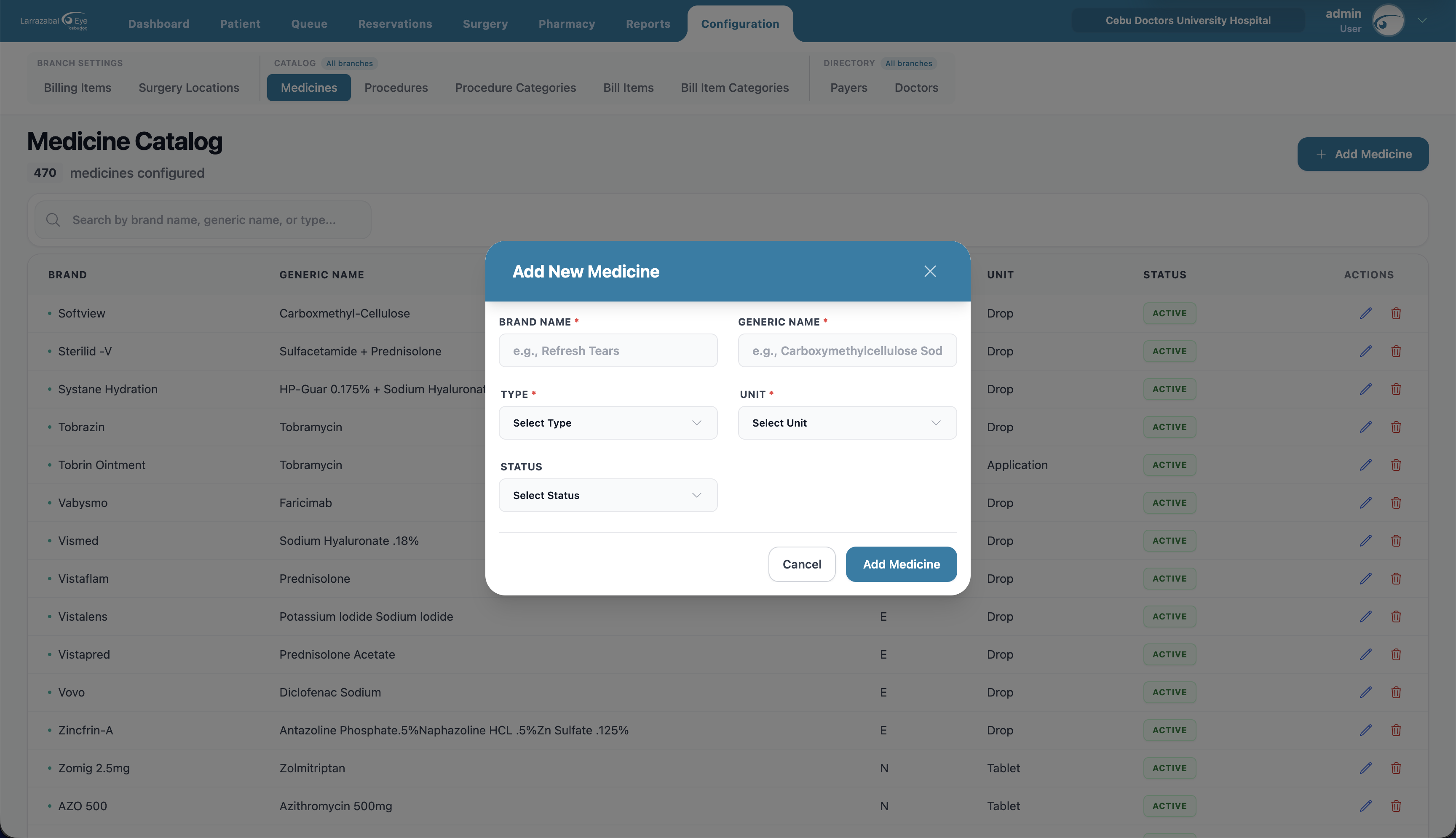The Add New Medicine dialog