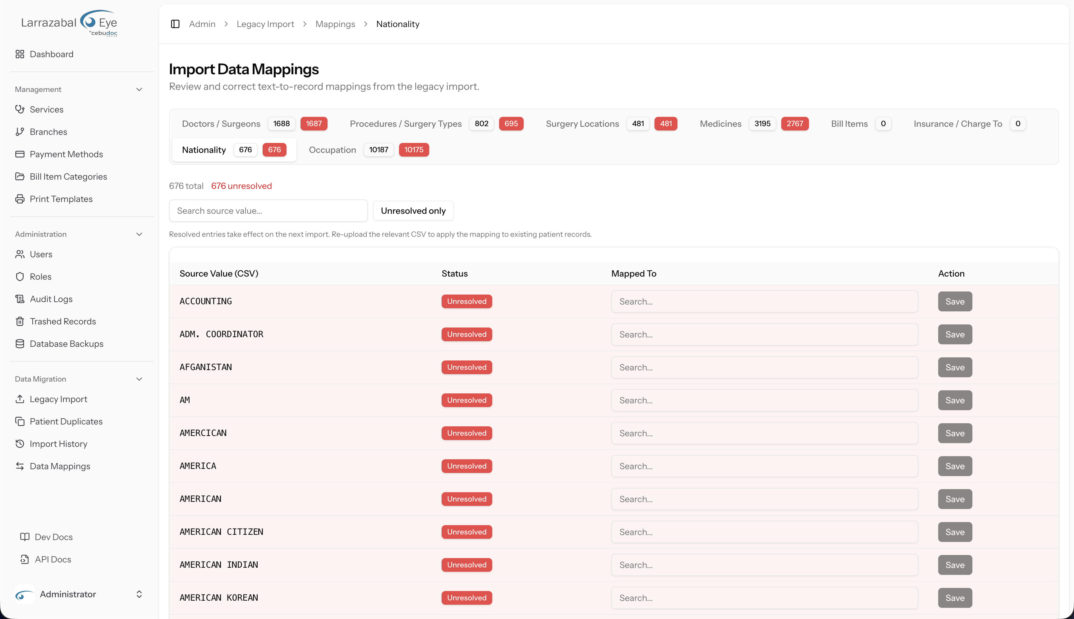 Nationality tab