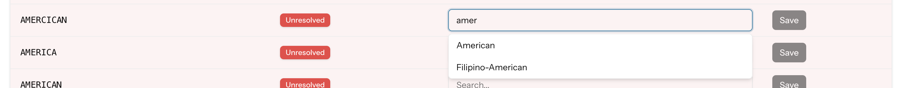 Searching nationality for 'amer'