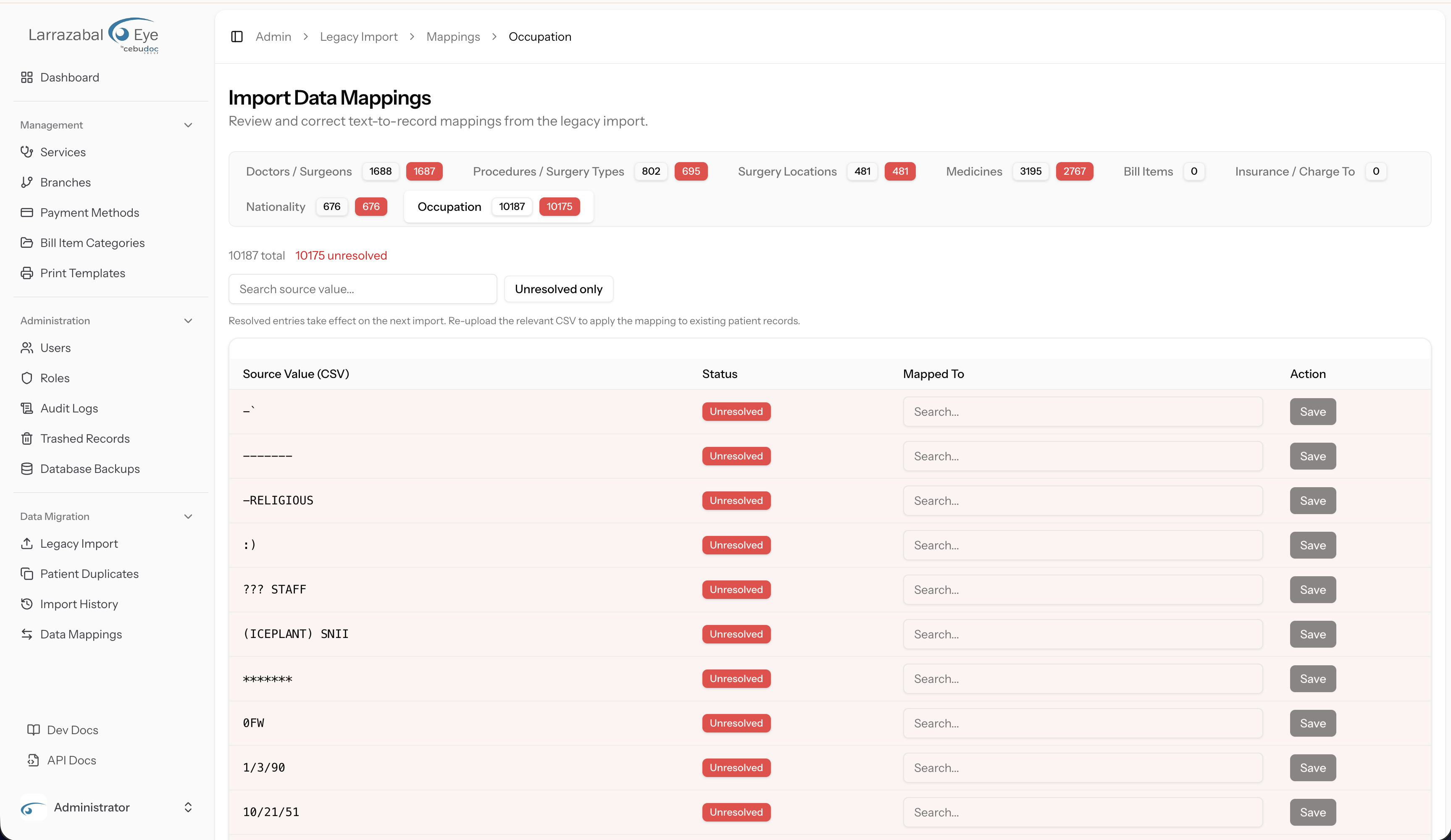 Occupation tab