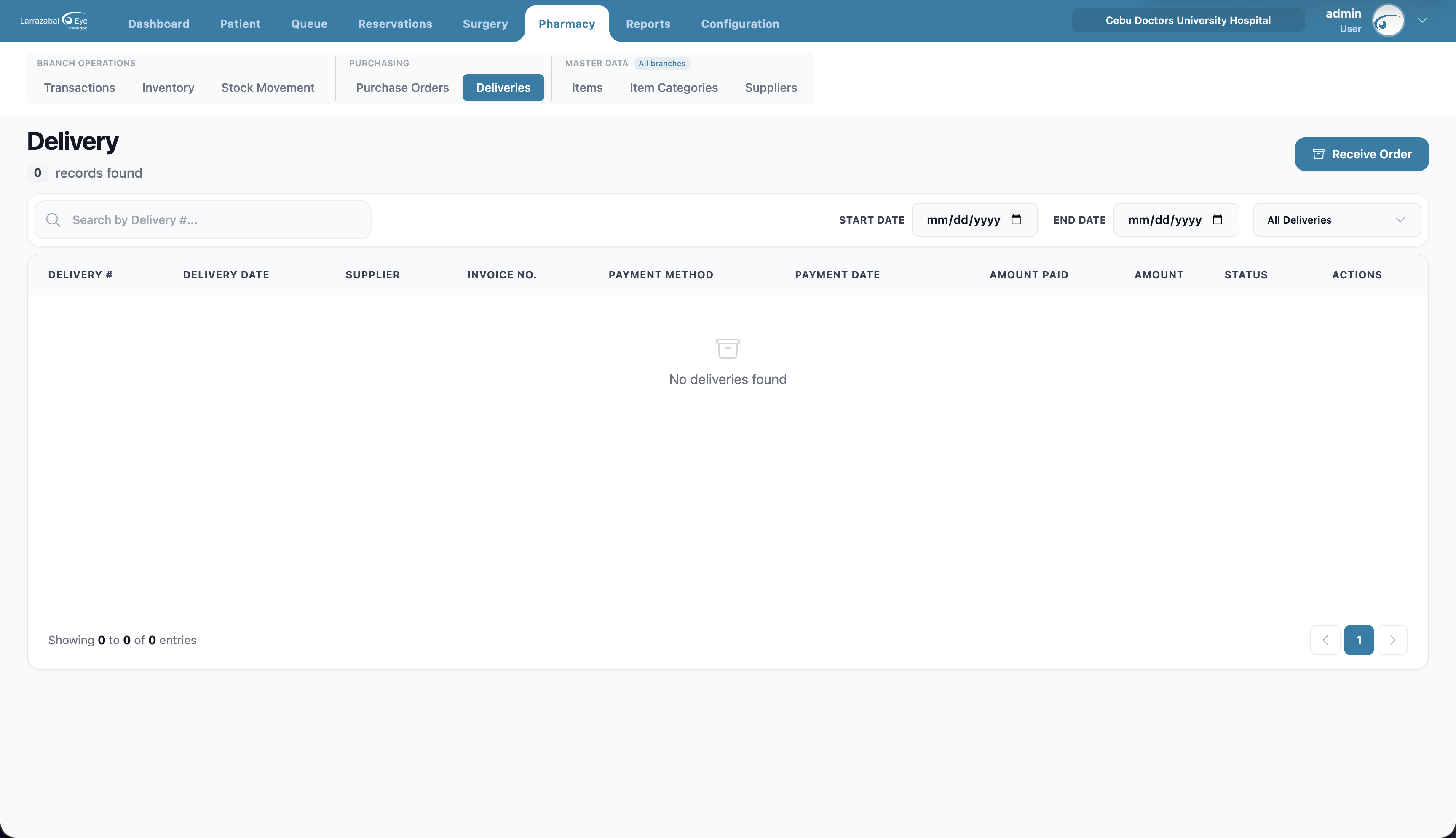 The Deliveries tab