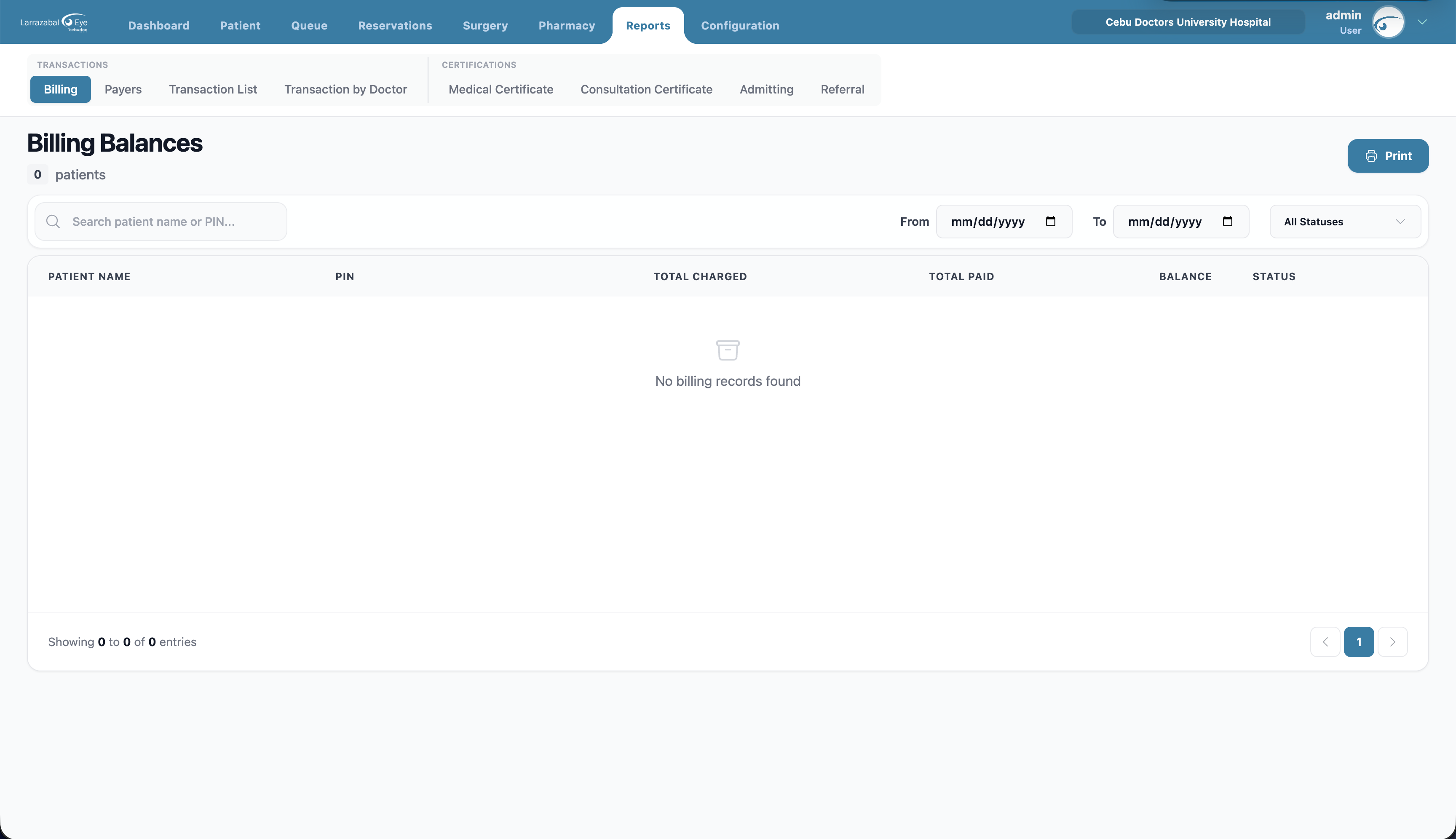 The Billing Balances report