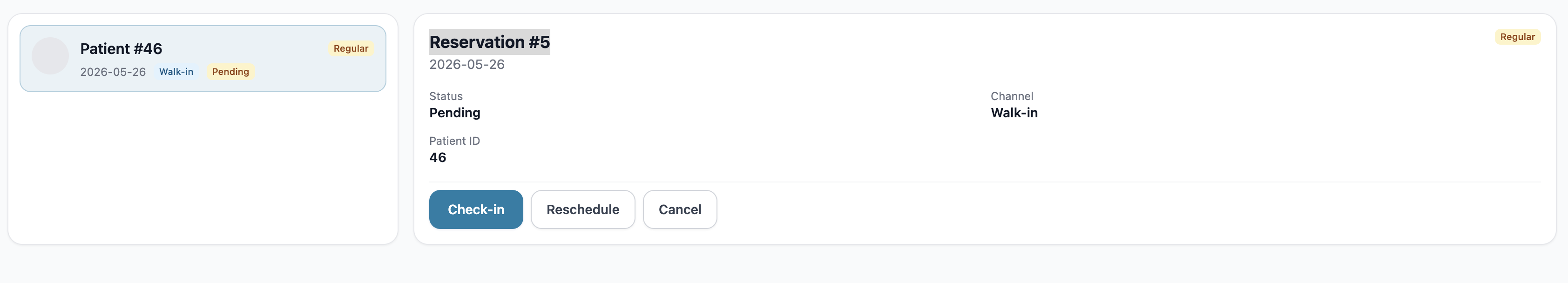 The Reservations page